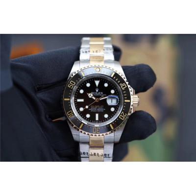 Replica Sea-Dweller A21J Automatic Movement Mens Watch Black Dial Oyster Bracelet Yellow Gold E268