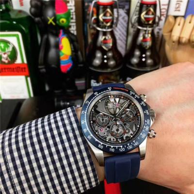 Replica Cosmograph Daytona Japan Quartz Chronograph Mens Watch Skeleton Dial Oyster Bracelet Rose Gold E276