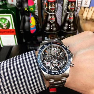 Replica Cosmograph Daytona Japan Quartz Chronograph Mens Watch Skeleton Dial Oyster Bracelet Rose Gold E276