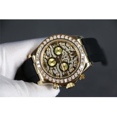 Replica Cosmograph Daytona A21j Automatic Mens Watch Full Diamonds Rubber Strap E279