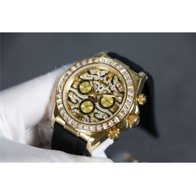 Replica Cosmograph Daytona A21j Automatic Mens Watch Full Diamonds Rubber Strap E279