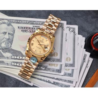 Replica Day-Date  A21j Automatic Movement Mens Watch Gold Dial Oyster Bracelet Yellow Gold E289