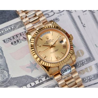 Replica Day-Date  A21j Automatic Movement Mens Watch Gold Dial Oyster Bracelet Yellow Gold E289