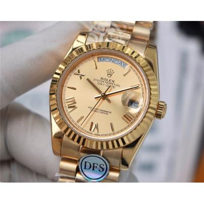 Replica Day-Date  A21j Automatic Movement Mens Watch Gold Dial Oyster Bracelet Yellow Gold E289