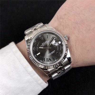 Replica Datejust A2836 Automatic Movement Mens Watch Gray Dial Oyster Bracelet SS A E291