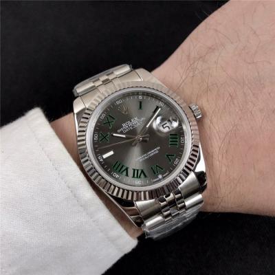 Replica Datejust A2836 Automatic Movement Mens Watch Gray Dial Oyster Bracelet SS A E291