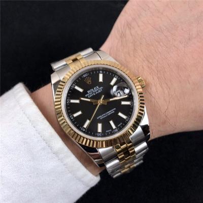 Replica Datejust A2836 Automatic Mens Watch Black Dial Jubilee Bracelet Two Tone Yellow Gold B E291