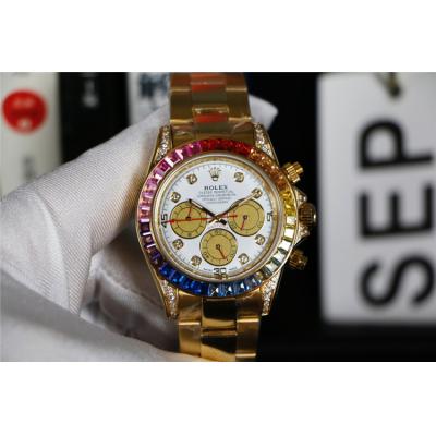 Replica Cosmograph Daytona A21j Automatic Movement Mens Watch White Dial Oyster Bracelet Rose Gold E292