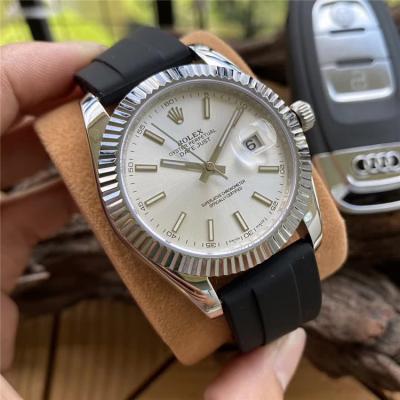 Replica Datejust A2836 Automatic Movement Mens Watch White Dial Rubber Strap E293