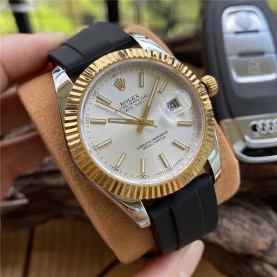 Replica Datejust A2836 Automatic Movement Mens Watch White Dial Rubber Strap E293