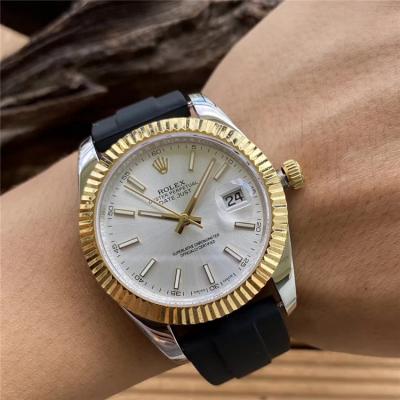 Replica Datejust A2836 Automatic Movement Mens Watch White Dial Rubber Strap E293