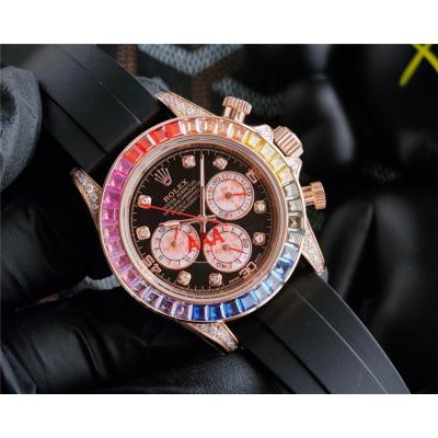 Replica Cosmograph Daytona A21j Automatic Movement Mens Watch Black Dial Rubber Strap E303