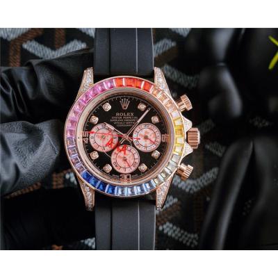 Replica Cosmograph Daytona A21j Automatic Movement Mens Watch Black Dial Rubber Strap E303