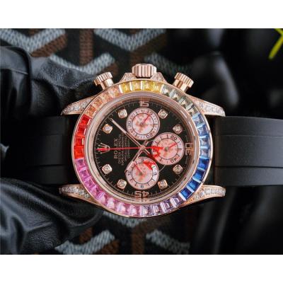 Replica Cosmograph Daytona A21j Automatic Movement Mens Watch Black Dial Rubber Strap E303