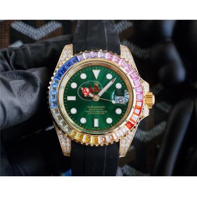 Replica Submariner A21j Automatic Movement Mens Watch Green Dial Oyster Bracelet Yellow Gold E304