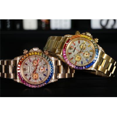 Replica Cosmograph Daytona A21j Automatic  Mens Watch Full Diamonds Dial Oyster Bracelet Yellow Gold E306