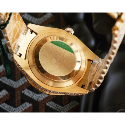 Replica Day-Date A21j Automatic Movement Mens Watch Green Dial Oyster Bracelet Yellow Gold A E307