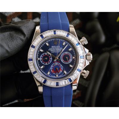 Replica Cosmograph Daytona A21j Automatic Movement Mens Watch Blue Dial Rubber Strap E325