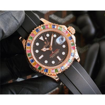 Replica Yacht-Master A21j Automatic Movement Mens Watch Black Dial Rubber Strap E326