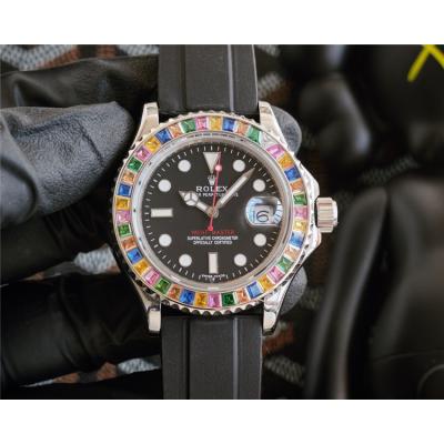 Replica Yacht-Master A21j Automatic Movement Mens Watch Black Dial Rubber Strap E326