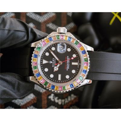 Replica Yacht-Master A21j Automatic Movement Mens Watch Black Dial Rubber Strap E326