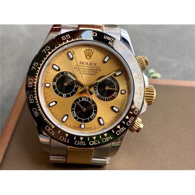 Replica Cosmograph Daytona A21j Automatic Movement Mens Watch Black Dial Two Tone Yellow Gold C E327