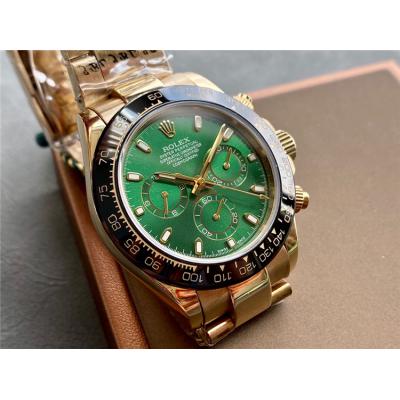 Replica Cosmograph Daytona A21j Automatic Movement Mens Watch Green Dial Oyster Bracelet Yellow Gold D E327