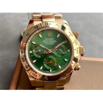 Replica Cosmograph Daytona A21j Automatic Movement Mens Watch Green Dial Oyster Bracelet Yellow Gold D E327