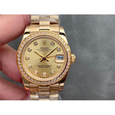 Replica Datejust A21J Automatic Movement Womens Watch Gold Dial  Oyster Bracelet ​Yellow Gold B E330