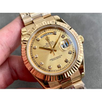 Replica Day-Date A21j Automatic Movement Mens Watch Blue Dial Oyster Bracelet Rose Gold A E332