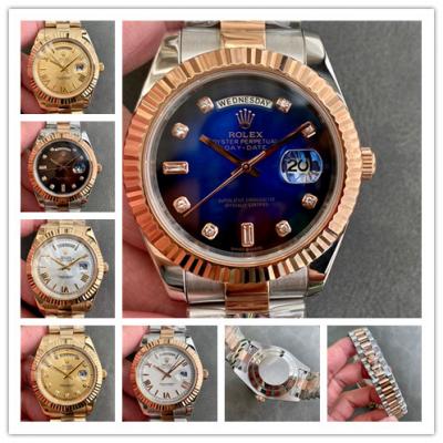 Replica Day-Date A21j Automatic Movement Mens Watch Blue Dial Oyster Bracelet Rose Gold A E332