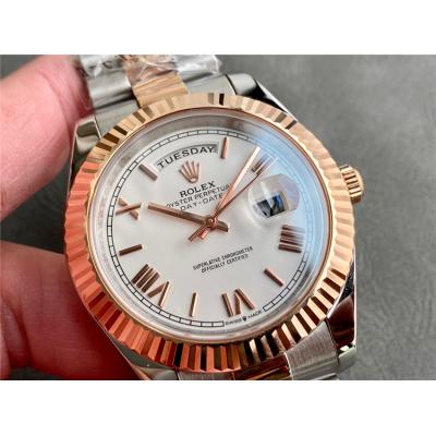 Replica Day-Date A21j Automatic Movement Mens Watch Blue Dial Oyster Bracelet Rose Gold A E332