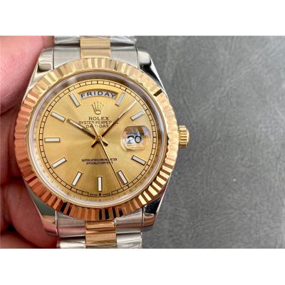 Replica Day-Date A21j Automatic Movement Mens Watch Gold Dial Oyster Bracelet Yellow Gold B E332