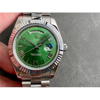 Replica Day-Date A21j Automatic Movement Mens Watch Green  Dial Oyster Bracelet SS D E332