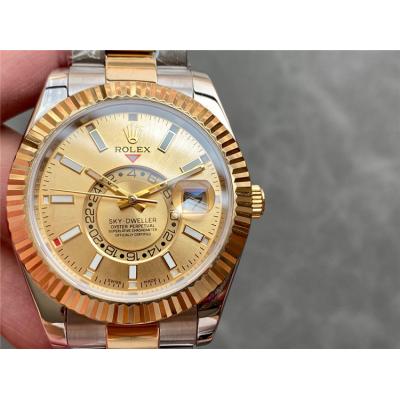 Replica Sky-Dweller 5833 Automatic Movement Mens Watch Blue Dial Oyster Bracelet Two Tone Yellow Gold C E334