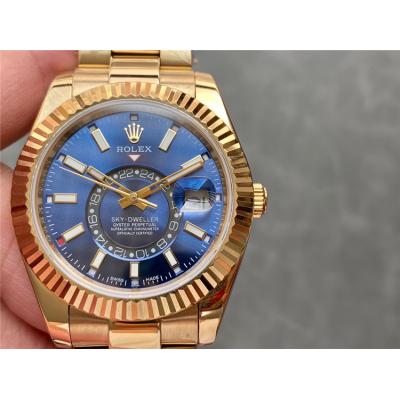 Replica Sky-Dweller 5833 Automatic Movement Mens Watch Blue Dial Oyster Bracelet Two Tone Yellow Gold C E334