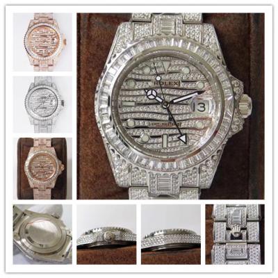 Replica GMT-Master II A2824 Automatic Movement Mens Watch Full Diamonds Dial Oyster Bracelet SS E335