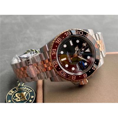 Replica GMT-Master II  A21J Automatic Mens Watch Black Dial  Jubilee Bracelet Two Tone Rose Gold E336