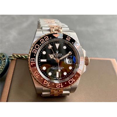 Replica GMT-Master II  A21J Automatic Mens Watch Black Dial  Jubilee Bracelet Two Tone Rose Gold E336