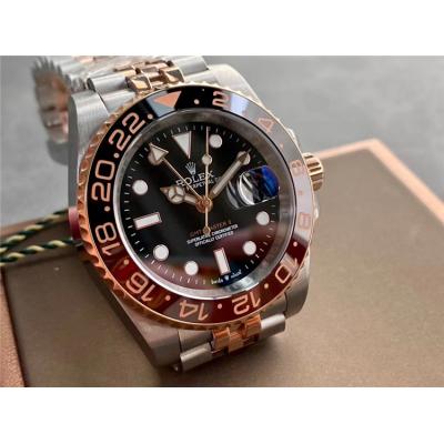 Replica GMT-Master II  A21J Automatic Mens Watch Black Dial  Jubilee Bracelet Two Tone Rose Gold E336