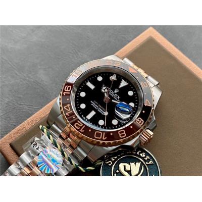 Replica GMT-Master II  A21J Automatic Mens Watch Black Dial  Jubilee Bracelet Two Tone Rose Gold E336