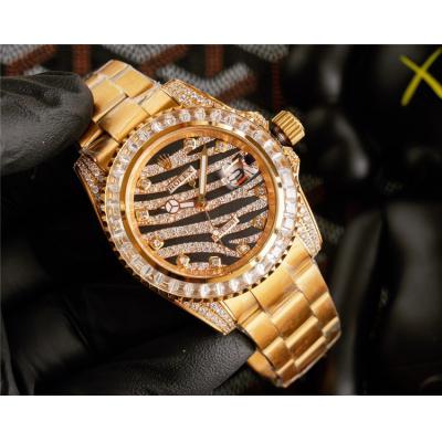 Replica Datejust A21J Automatic Movement Mens Watch Full Diamonds Dial Oyster Bracelet Yellow Gold E373