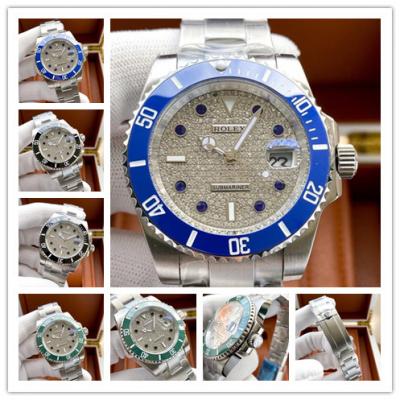 Replica Submariner A21J Automatic Movement Mens Watch Full Diamonds Dial Oyster Bracelet SS E378