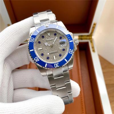 Replica Submariner A21J Automatic Movement Mens Watch Full Diamonds Dial Oyster Bracelet SS E378