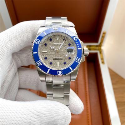 Replica Submariner A21J Automatic Movement Mens Watch Full Diamonds Dial Oyster Bracelet SS E378