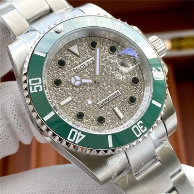 Replica Submariner A21J Automatic Movement Mens Watch Full Diamonds Dial Oyster Bracelet SS E378