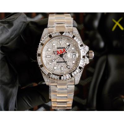 Replica GMT-Master II A21 Automatic Mens Watch Full Diamonds Dial Oyster Bracelet SS B E380