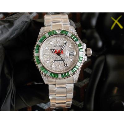 Replica GMT-Master II A21 Automatic Mens Watch Full Diamonds Dial Oyster Bracelet SS B E380