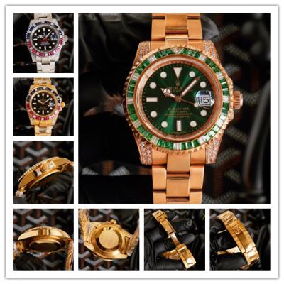 Replica Submariner A21J Automatic Movement Mens Watch Green Dial Oyster Bracelet Yellow Gold E382