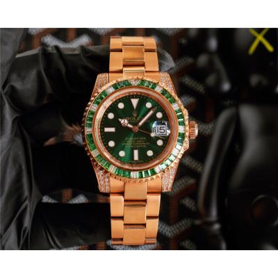 Replica Submariner A21J Automatic Movement Mens Watch Green Dial Oyster Bracelet Yellow Gold E382